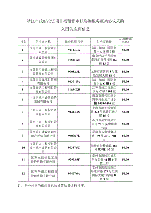 靖江市政府投资项目概预算审核咨询服务框架协议采购.docx