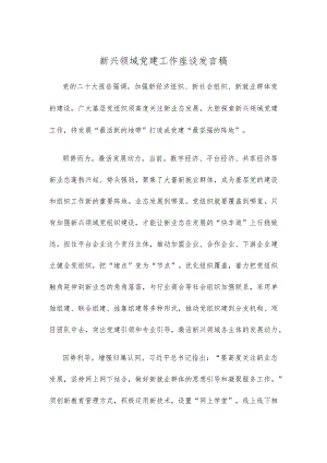 新兴领域党建工作座谈发言稿.docx