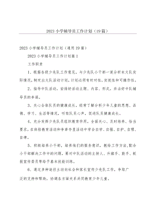 2023小学辅导员工作计划（19篇）.docx