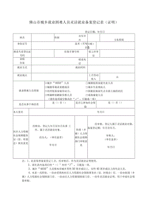 城乡就业困难人员灵活就业备案登记表（证明）.docx