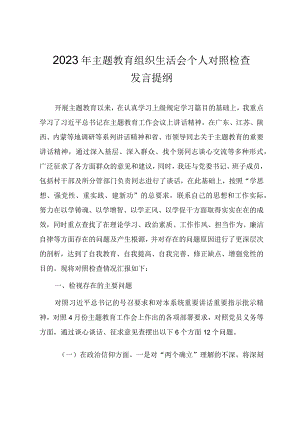 2023年主题教育组织生活会个人对照检查发言提纲.docx
