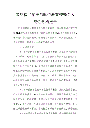 某纪检监察干部队伍教育整顿个人党性分析报告.docx