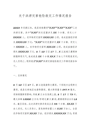 关于洪涝灾害抢险救灾工作情况报告.docx