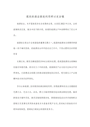 煤炭的清洁高效利用研讨发言稿.docx