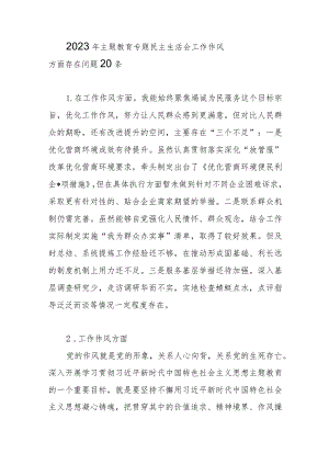 “工作作风”方面个人查摆存在问题20条（2023年主题教育专题民主生活会）.docx