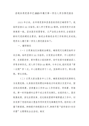县税务局党委书记2023年履行第一责任人责任情况报告.docx