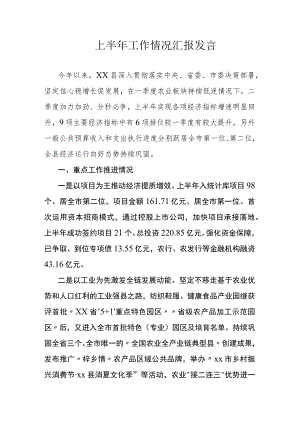 上半年工作情况汇报发言.docx