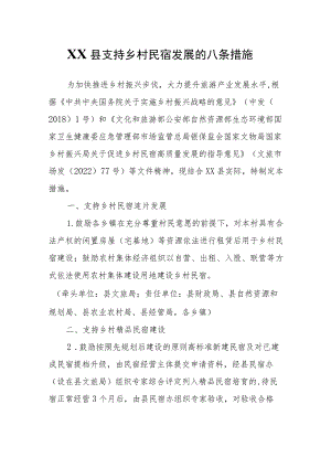 XX县支持乡村民宿发展的八条措施.docx