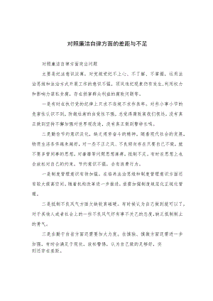 2023对照廉洁自律方面的差距与不足精选（共13篇）.docx