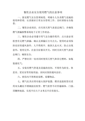 餐饮企业安全使用燃气的注意事项.docx