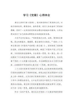 2023关于新党章的学习心得体会五篇.docx