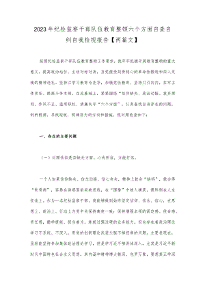 2023年纪检监察干部队伍教育整顿六个方面自查自纠自我检视报告【两篇文】.docx