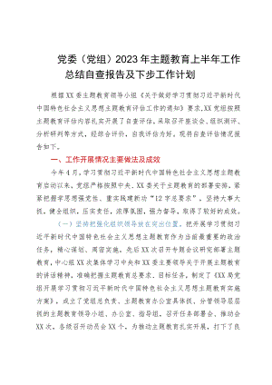 党委（党组）2023年主题教育上半年工作总结自查报告及下步工作计划.docx