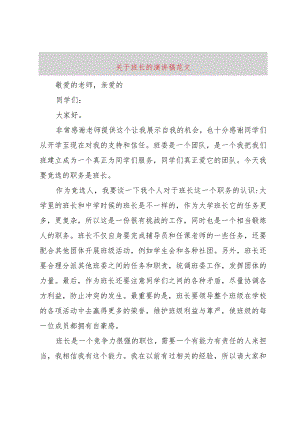 3关于班长的演讲稿范文.docx