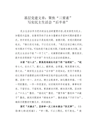 基层党建文章：聚焦“三要素”写实民主生活会“后半章”.docx