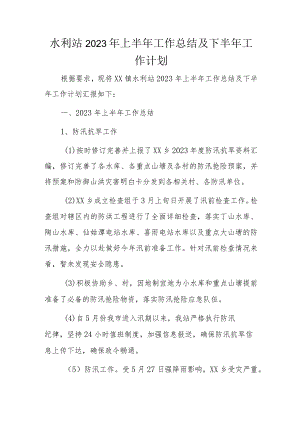 水利站2023年上半年工作总结及下半年工作计划.docx