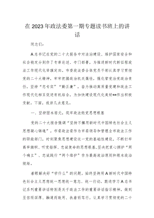 在2023年政法委第一期专题读书班上的讲话.docx