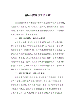 2023年清廉医院建设工作情况汇报三篇.docx
