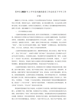 某单位2023年上半年党风廉政建设工作总结及下半年工作计划.docx