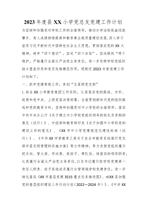 2023年度县XX小学党总支党建工作计划范本.docx