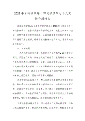 2023年乡科级领导干部进修班学习个人党性分析报告.docx