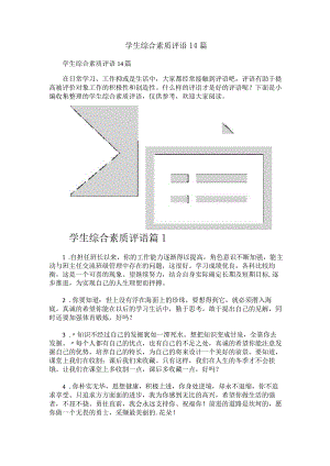 学生综合素质评语14篇.docx