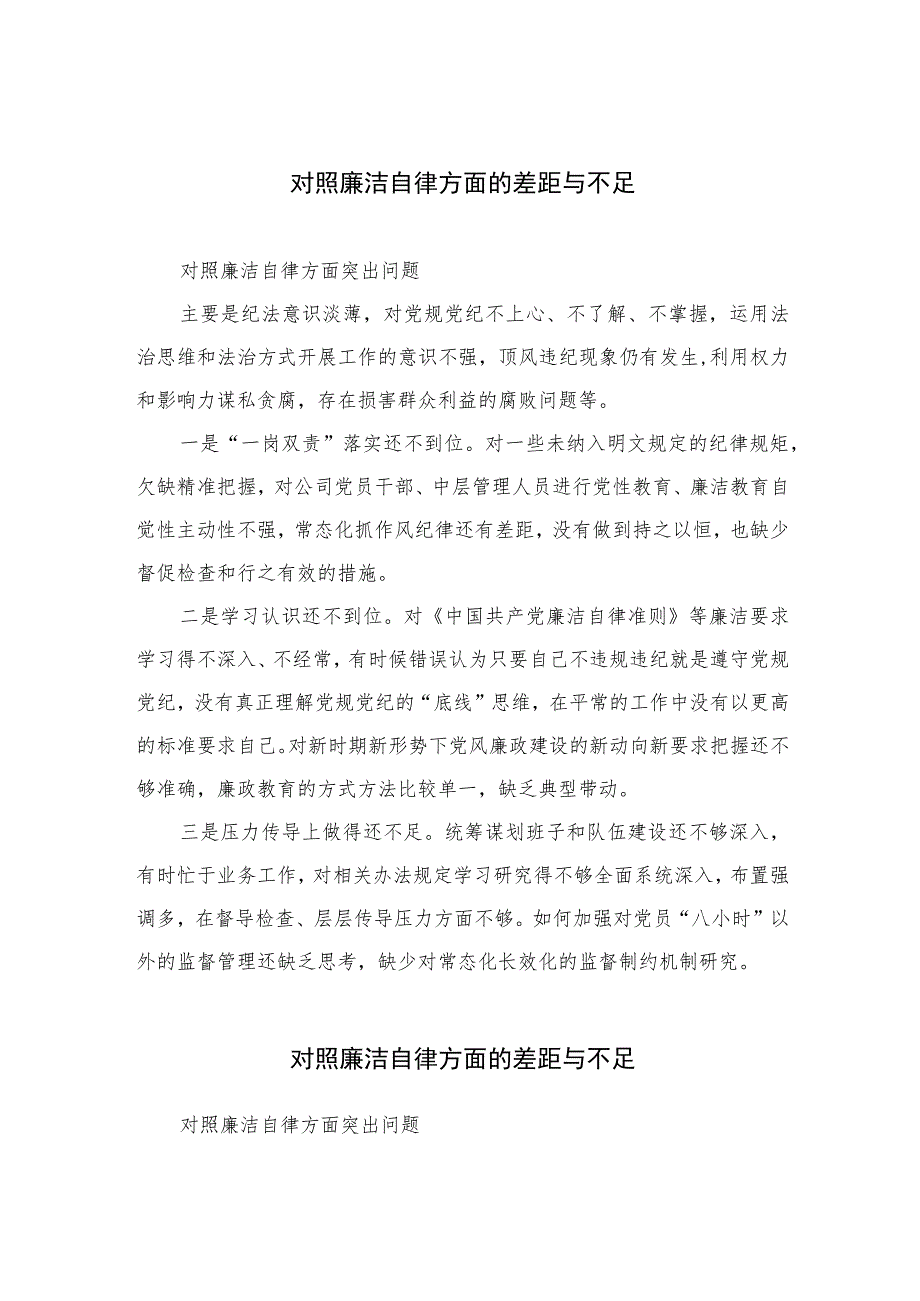 (13篇)2023对照廉洁自律方面的差距与不足汇编.docx_第1页