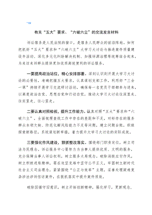 2023年“五大”要求和“六破六立”大学习大讨论研讨交流发言材共6篇.docx