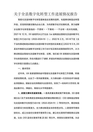 关于全县数字化转型工作进展情况报告.docx