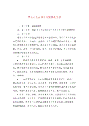 某公司全面审计方案模板分享.docx