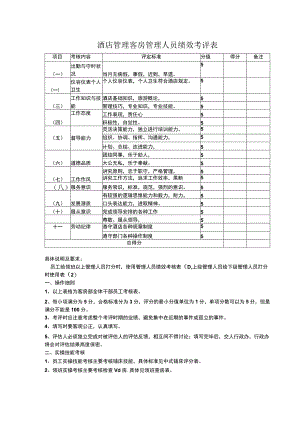 酒店管理客房管理人员绩效考评表.docx