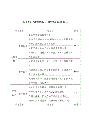 综合素养“课程思政”改革精品课评价指标.docx
