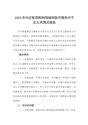 医药领域腐败问题集中整治廉洁行医自查报告及实施方案.docx