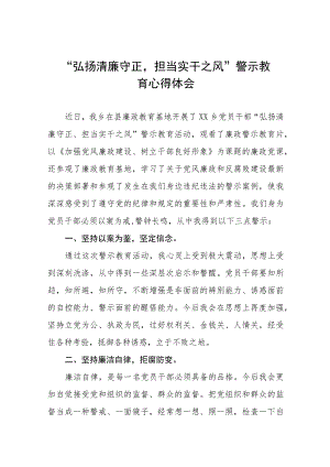 党员干部2023年弘扬清廉守正担当实干之风警示教育学习体会发言稿样本五篇.docx