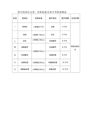 晋升的岗位分类、任职标准及晋升考核周期表.docx