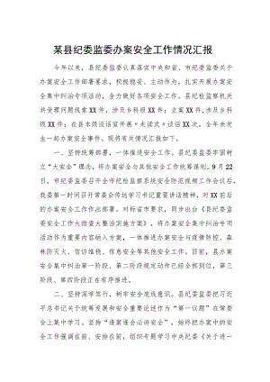 某县纪委监委办案安全工作情况汇报.docx