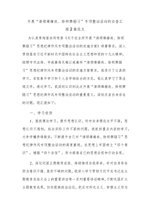 开展“清顽瘴痼疾、除积弊陋习”专项整治活动的自查汇报2篇范文.docx