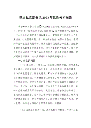 基层党支部书记2023年党性分析报告.docx