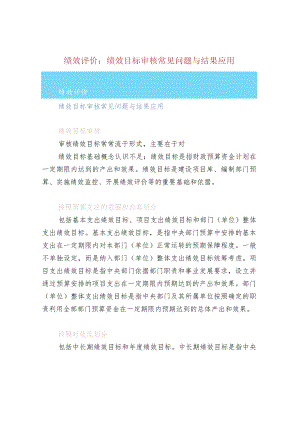 绩效评价：绩效目标审核常见问题与结果应用.docx