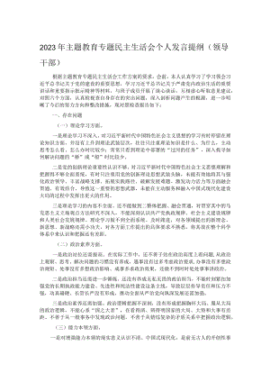 2023年主题教育专题民主生活会个人发言提纲（领导干部）.docx