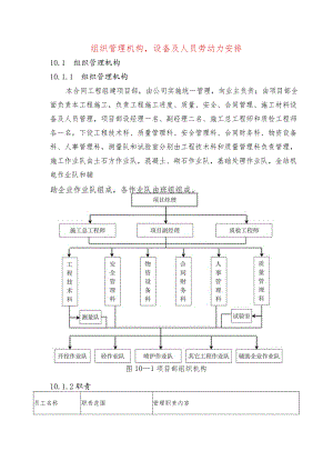 组织管理机构-设备及人员劳动力安排.docx