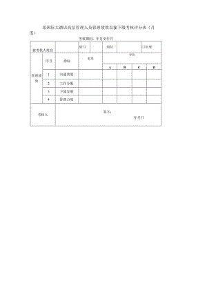 某国际大酒店高层管理人员管理绩效直接下级考核评分表（月度）.docx