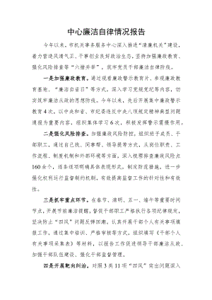 中心廉洁自律情况报告.docx