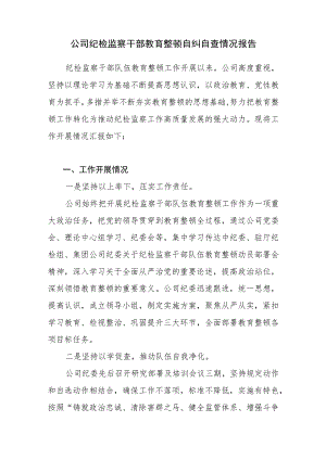 2023年公司纪检监察干部教育整顿自纠自查情况报告.docx