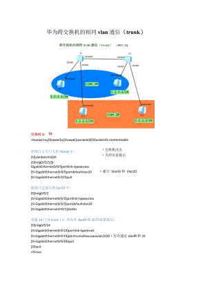 华为跨交换机的相同vlan通信（trunk）.docx