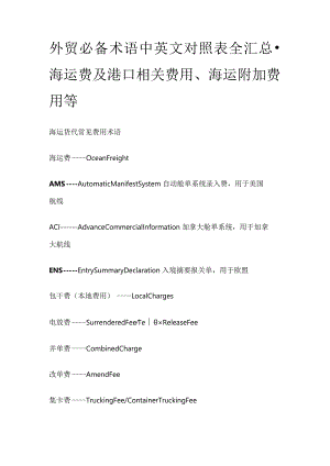 外贸必备术语中英文对照表全汇总.docx