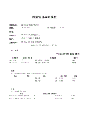 prince2项目管理模板-质量管理战略-V1.00.docx