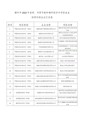 福州市2023年省级、市级节能和循环经济专项资金金.docx