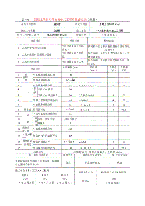 水利水电工程混凝土预制构件安装单元工程质量评定表(示范文本).docx