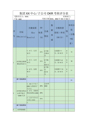 集团子公司OKR考核评分表.docx